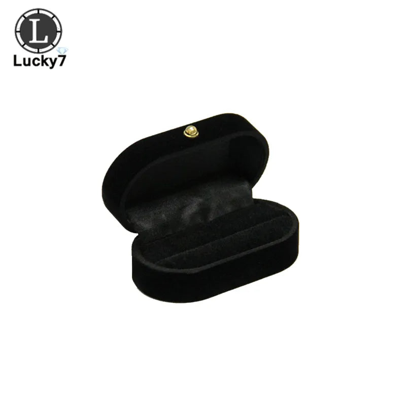 Oval Single Double Ring Jewelry Box Proposal Wedding Pair Ring Earring Storage