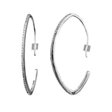 Sterling Silver Oval Hoop Earrings Sparkling Female Jewelry