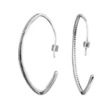 Sterling Silver Oval Hoop Earrings Sparkling Female Jewelry