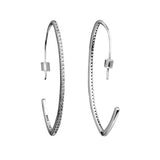 Sterling Silver Oval Hoop Earrings Sparkling Female Jewelry
