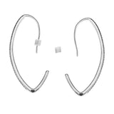 Sterling Silver Oval Hoop Earrings Sparkling Female Jewelry