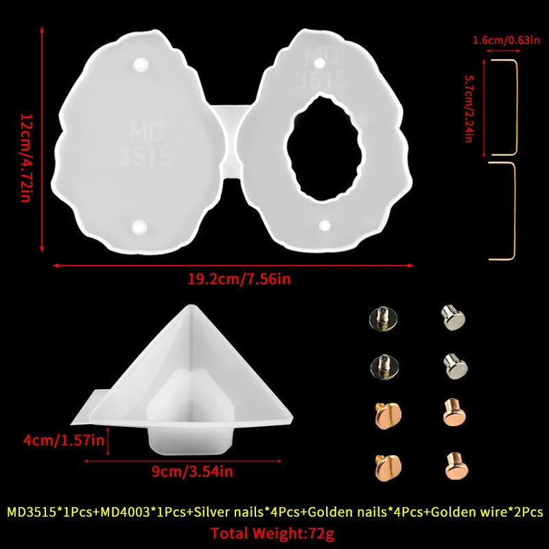 Resin Epoxy Mold Oval Square Photo Frame DIY Jewelry Silicone Mould with Stand