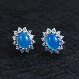 Agate Earrings 925 Sterling Silver Stud Weeding Jewelry