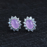 Agate Earrings 925 Sterling Silver Stud Weeding Jewelry