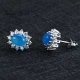 Agate Earrings 925 Sterling Silver Stud Weeding Jewelry