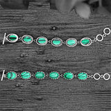 Vintage Look Oval Synthetic Malachite Bracelets Antique Silver Plated TB325