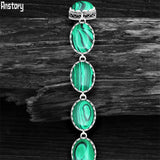 Vintage Look Oval Synthetic Malachite Bracelets Antique Silver Plated TB325