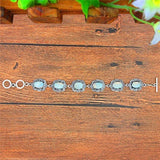 Vintage Opal Flower Bracelet Antique Silver Plated Jewelry
