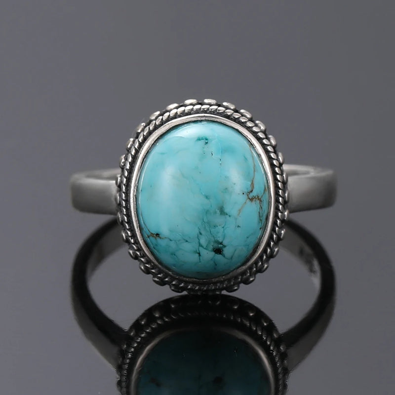 Turquoise Vintage 925 Silver Rings for Women - Fine Jewelry