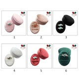 Oval Velvet Ring Box Double Ring Display Holder with Detachable Lid