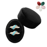 Oval Velvet Ring Box Double Ring Display Holder with Detachable Lid