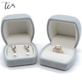 Grey Velvet Ring Earrings Necklace Holder Box Pendant Box