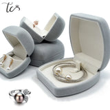 Grey Velvet Ring Earrings Necklace Holder Box Pendant Box