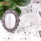 Oval Cat Eye Stone Marcasite Tibetan Silver Necklace Pendant Earrring