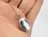 Oval Shell Photo Box Pendant Necklace Charms Locket Necklaces 925 Jewelry