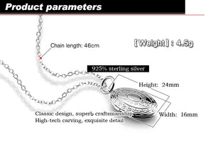 Oval Shell Photo Box Pendant Necklace Charms Locket Necklaces 925 Jewelry