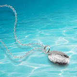 Oval Shell Photo Box Pendant Necklace Charms Locket Necklaces 925 Jewelry