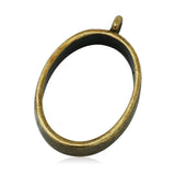 Oval Pressed Flower Open Back Bezels Pendant Antique Brass Base