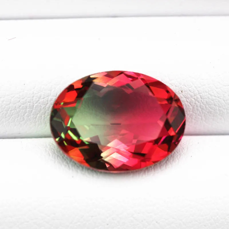 Bicolored Tourmaline Oval Stone for Jewelry Making