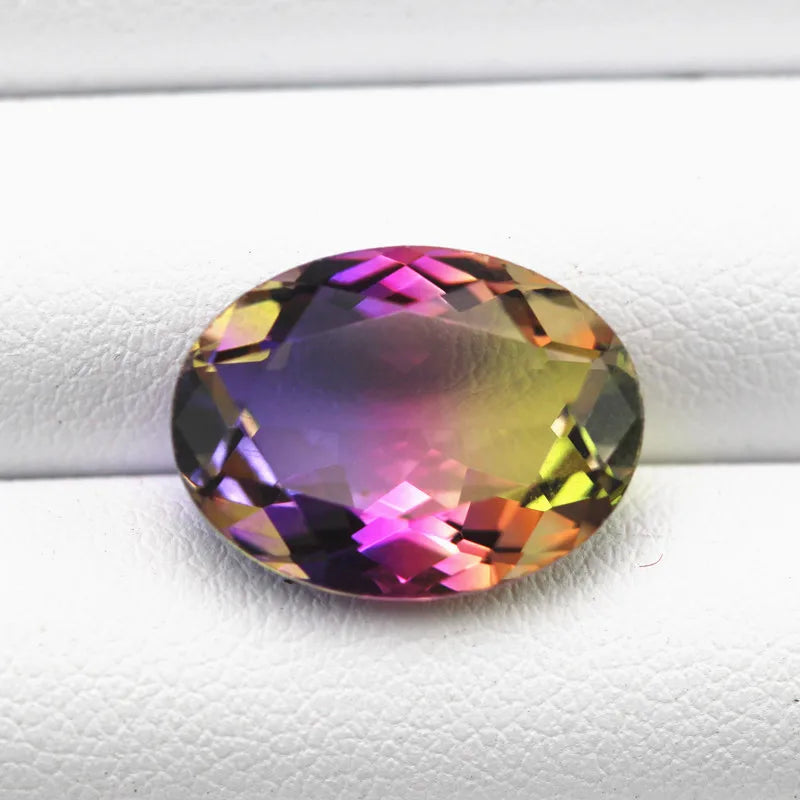 Bicolored Tourmaline Oval Stone for Jewelry Making