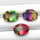 Bicolored Tourmaline Oval Stone for Jewelry Making