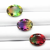 Bicolored Tourmaline Oval Stone for Jewelry Making