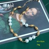 Delicate Pearl Necklace Western Medieval Sweater Chain