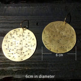 Oversize African Brass Earrings, Extra Large Ethnic Dangle Hoop Disc Earrings