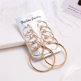 Big Circle Hoop Earrings Set Vintage Steampunk Ear Clip Wedding Party Jewelry