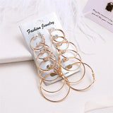 Big Circle Hoop Earrings Set Vintage Steampunk Ear Clip Wedding Party Jewelry