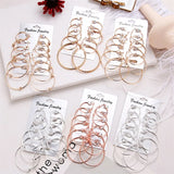 Big Circle Hoop Earrings Set Vintage Steampunk Ear Clip Wedding Party Jewelry