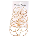 Big Circle Hoop Earrings Set Vintage Steampunk Ear Clip Wedding Party Jewelry