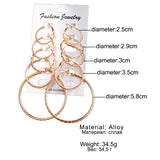 Big Circle Hoop Earrings Set Vintage Steampunk Ear Clip Wedding Party Jewelry