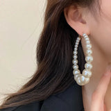 Imitative Pearl Bead Hoop Earrings Geometric Wedding Bride Jewelry