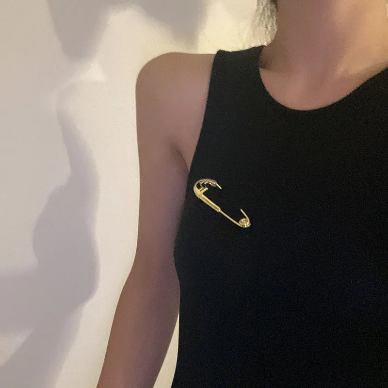 Oversize Safety Pin Brooch Winter Jewelry