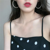 Pearl Round Circle Hoop Earrings for Women