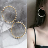 Pearl Round Circle Hoop Earrings for Women