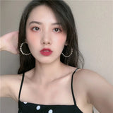 Pearl Round Circle Hoop Earrings for Women