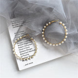 Pearl Round Circle Hoop Earrings for Women