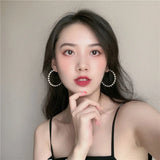 Pearl Round Circle Hoop Earrings for Women