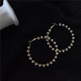Pearl Round Circle Hoop Earrings for Women