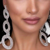 Rhinestone Drop Earrings Crystal Big Circle Dangle Earrings