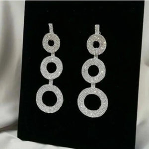 Rhinestone Drop Earrings Crystal Big Circle Dangle Earrings