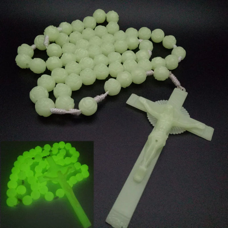 Catholic Cross Rosary 20mm Luminous Necklace Wall Rosary