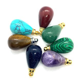 1 Pcs Natural Stone Green Dongling Water Drop Pendant DIY Accessories