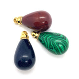 1 Pcs Natural Stone Green Dongling Water Drop Pendant DIY Accessories