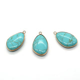 3 Pcs Turquoise-spotted Stone Pendant 21-35mm Crystal DIY Necklace Accessories