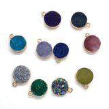 5 Pcs Natural Stone Crystal Locket 13x16mm Pink Green Pendant