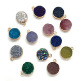5 Pcs Natural Stone Crystal Locket 13x16mm Pink Green Pendant