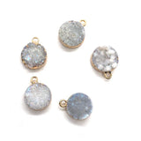 5 Pcs Natural Stone Crystal Locket 13x16mm Pink Green Pendant